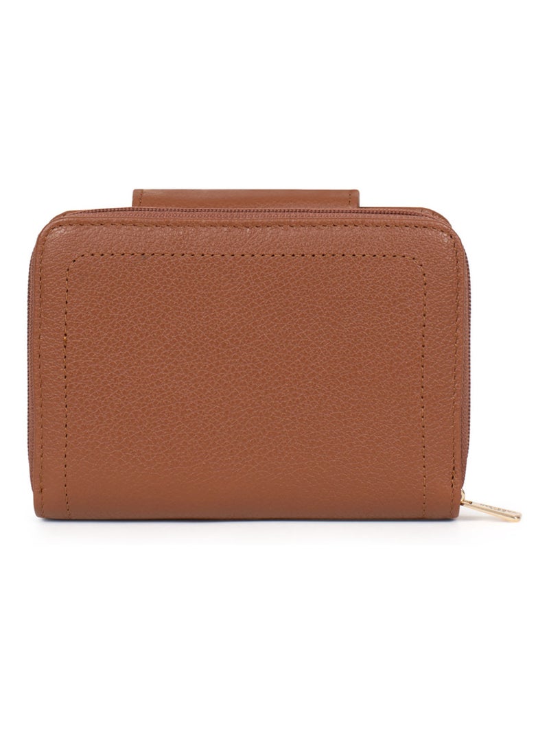 Portefeuille  2 volets  Stop RFID  Cuir LUNA Marron caramel - Kiabi