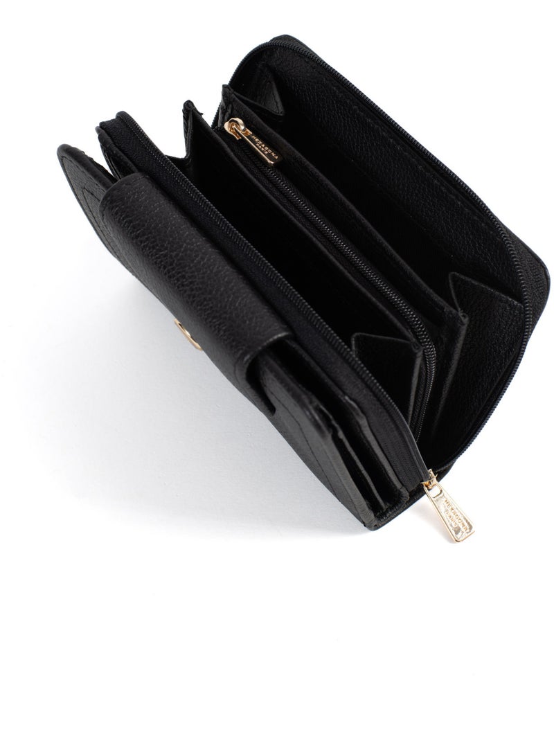 Portefeuille  2 volets  Stop RFID  Cuir LUNA Noir - Kiabi