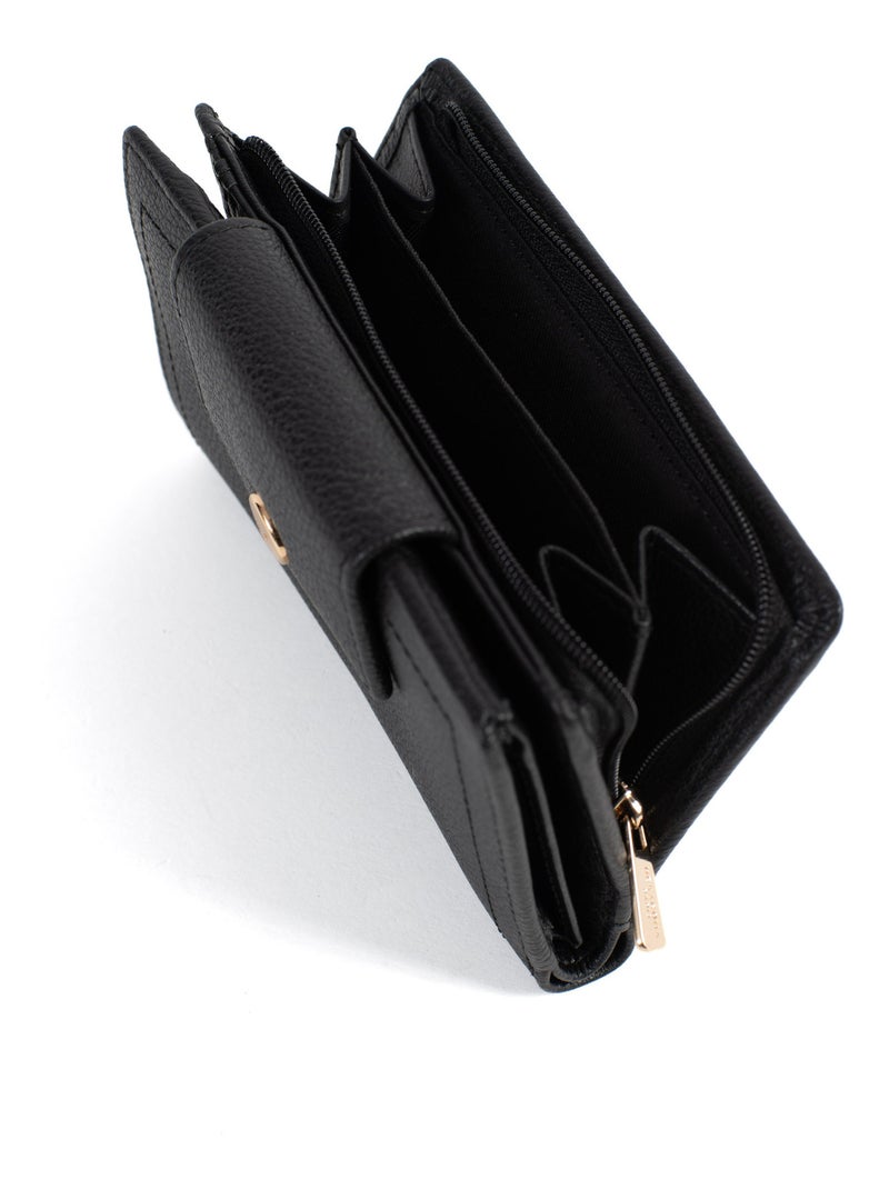 Portefeuille  2 volets  Stop RFID  Cuir LUNA Noir - Kiabi