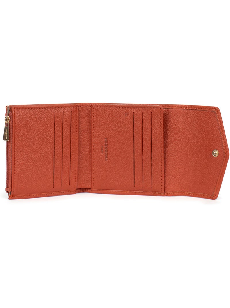 Portefeuille  2 volets  Stop RFID  Cuir LUNA Orange - Kiabi