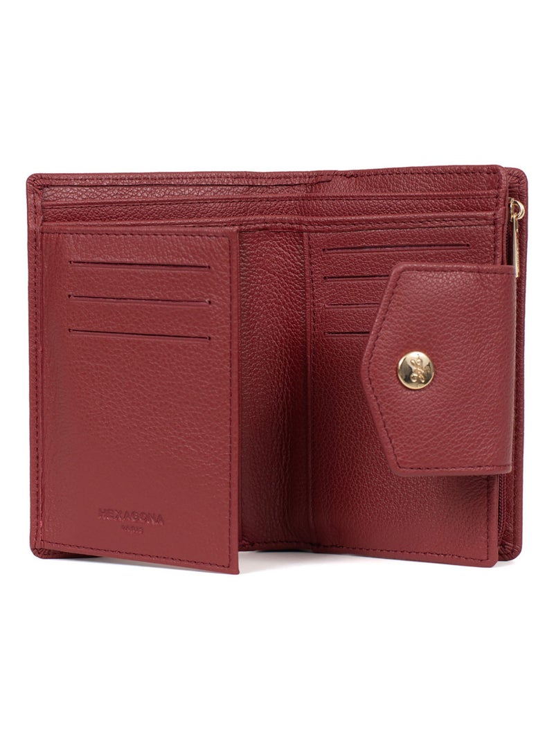 Portefeuille  2 volets  Stop RFID  Cuir LUNA Rouge carmin - Kiabi