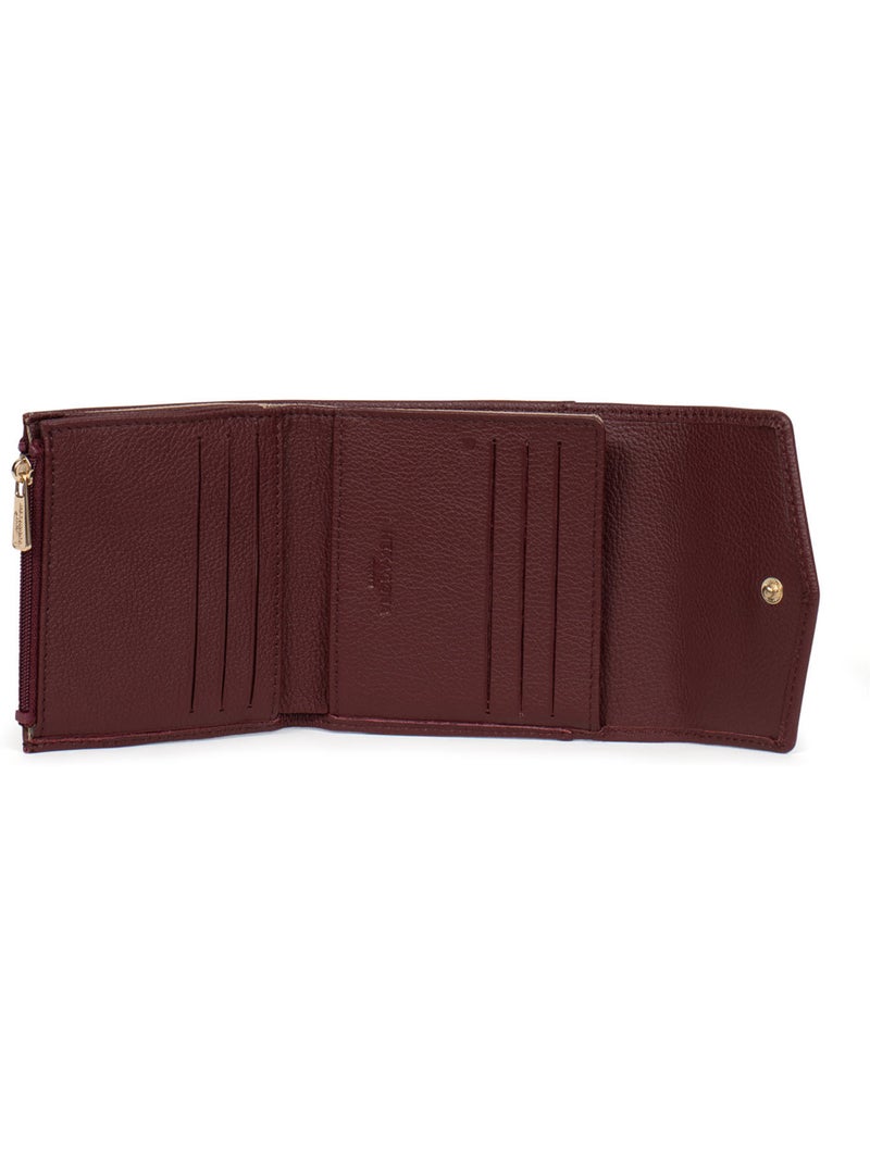 Portefeuille  2 volets  Stop RFID  Cuir LUNA Violet prune - Kiabi