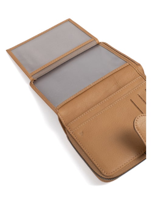 Portefeuille  2 volets  Stop RFID  Cuir SAUVAGE - Kiabi