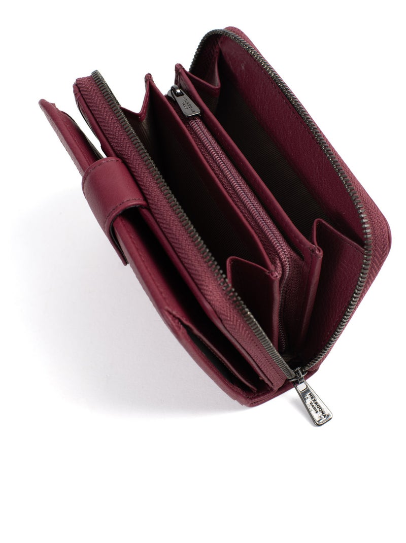 Portefeuille  2 volets  Stop RFID  Cuir SAUVAGE Bordeaux - Kiabi