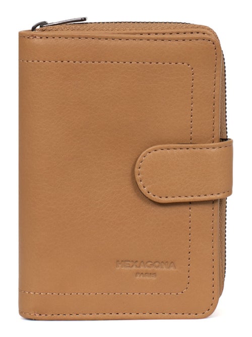 Portefeuille  2 volets  stop rfid  cuir sauvage hexagona - Kiabi