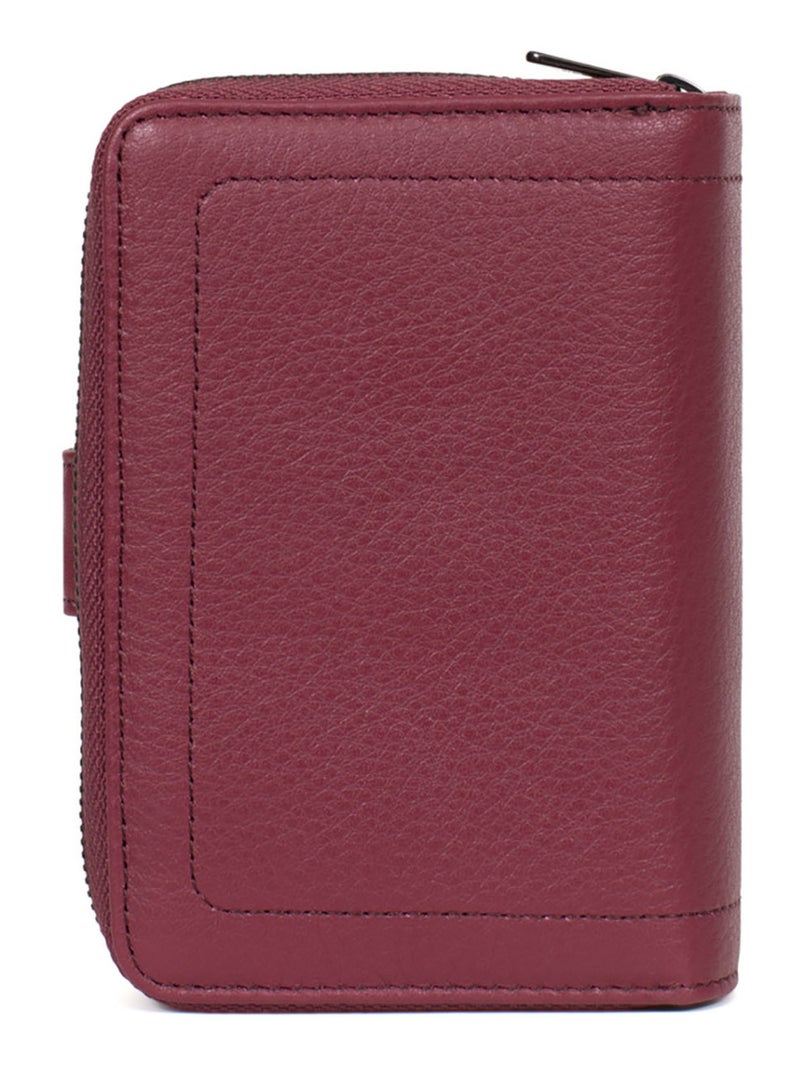 Portefeuille  2 volets  stop rfid  cuir sauvage hexagona Bordeaux - Kiabi