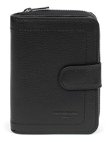 Portefeuille 2 volets stop rfid cuir sauvage hexagona