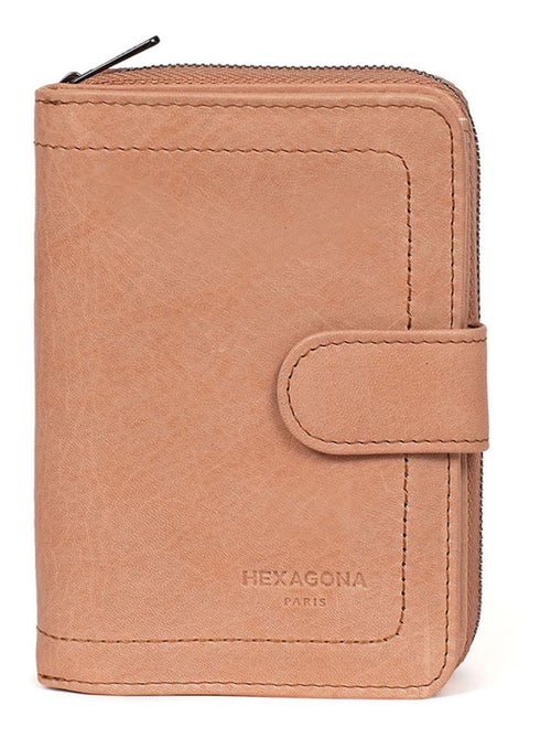 Portefeuille  2 volets  stop rfid  cuir sauvage hexagona - Kiabi