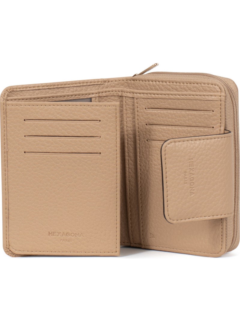 Portefeuille  2 volets  Stop RFID ZORA Beige sable - Kiabi