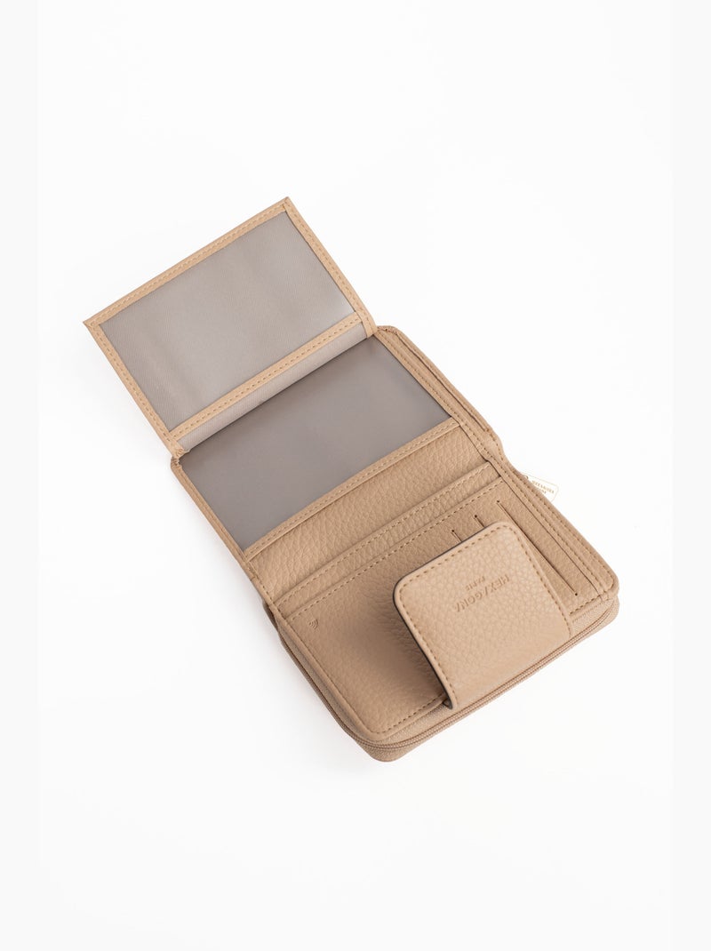 Portefeuille  2 volets  Stop RFID ZORA Beige sable - Kiabi