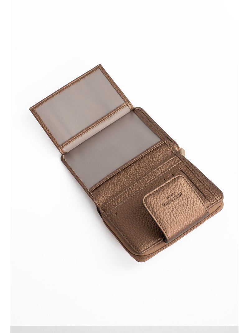 Portefeuille  2 volets  Stop RFID ZORA Bronze - Kiabi