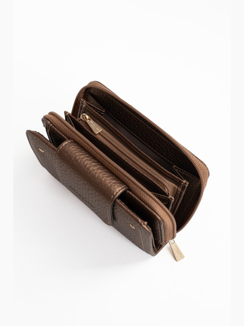 Portefeuille  2 volets  Stop RFID ZORA Bronze - Kiabi