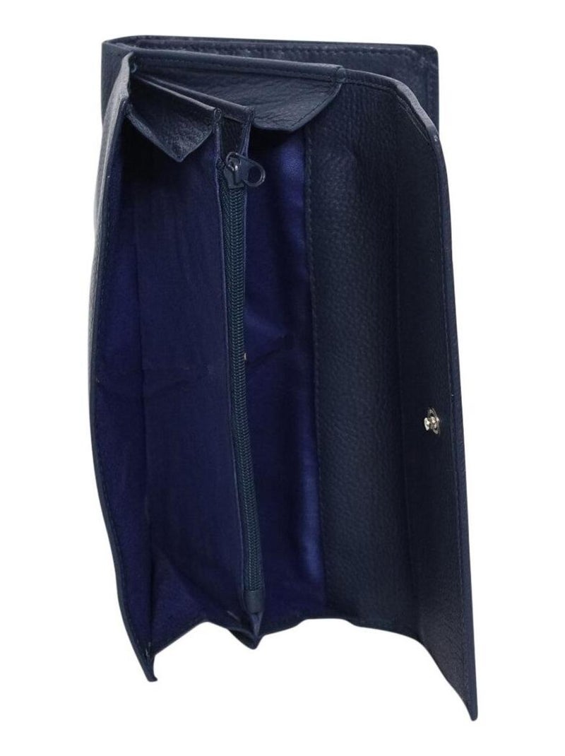 Portefeuille compagnon cuir JOPLIN Bleu marine - Kiabi