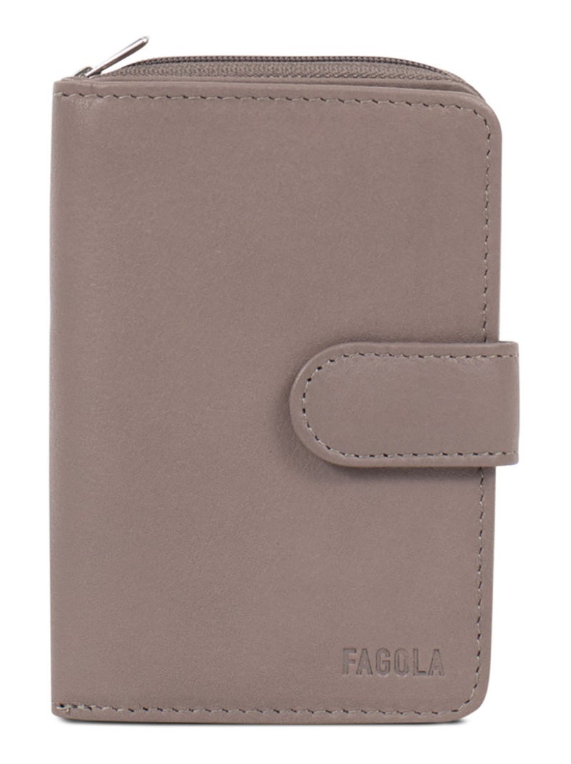 Portefeuille Cuir 2 Volets Stop RFID Femme Gris foncé - Kiabi