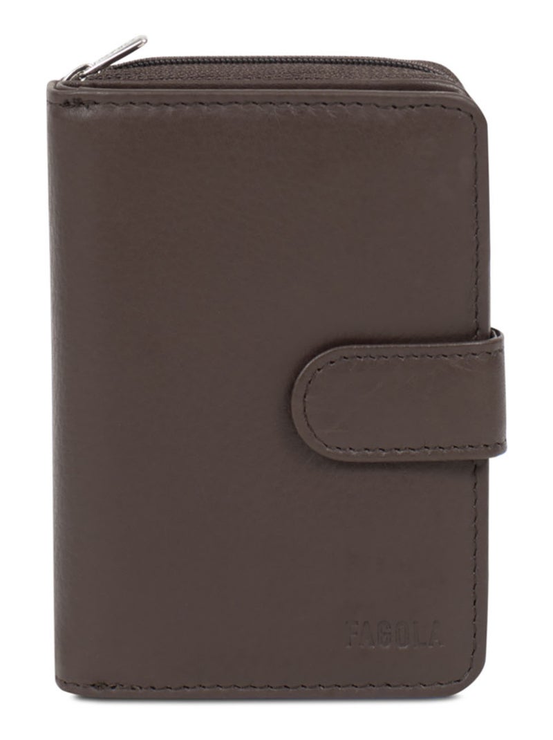 Portefeuille Cuir 2 Volets Stop RFID Femme Marron foncé - Kiabi
