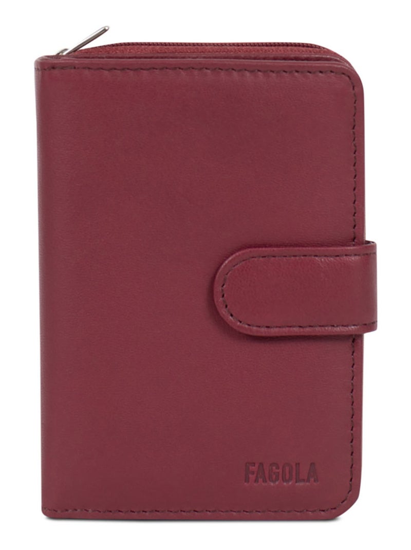 Portefeuille Cuir 2 Volets Stop RFID Femme Noir Bordeaux - Kiabi