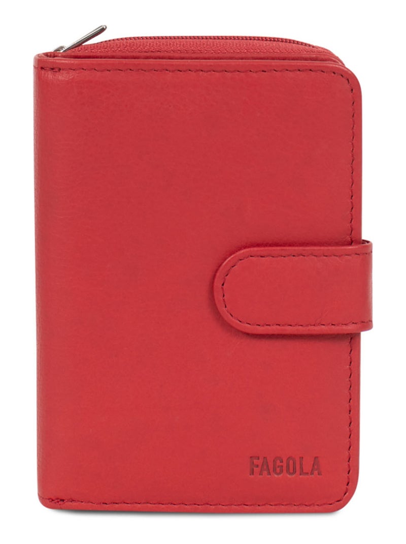 Portefeuille Cuir 2 Volets Stop RFID Femme Rouge foncé - Kiabi