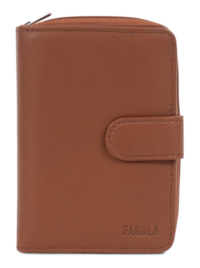 Portefeuille Cuir 2 Volets Stop RFID Femme Terracotta - Kiabi