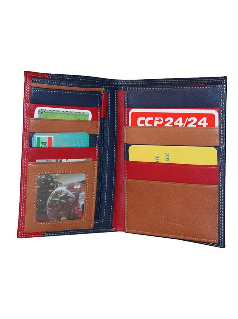 Portefeuille cuir bi-ton MARTIN Rouge - Kiabi