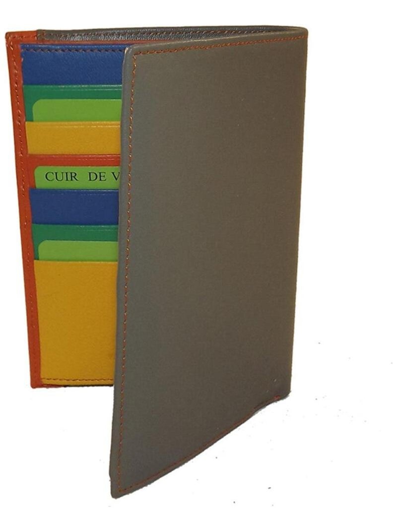 Portefeuille cuir bi-ton MARTIN Taupe - Kiabi