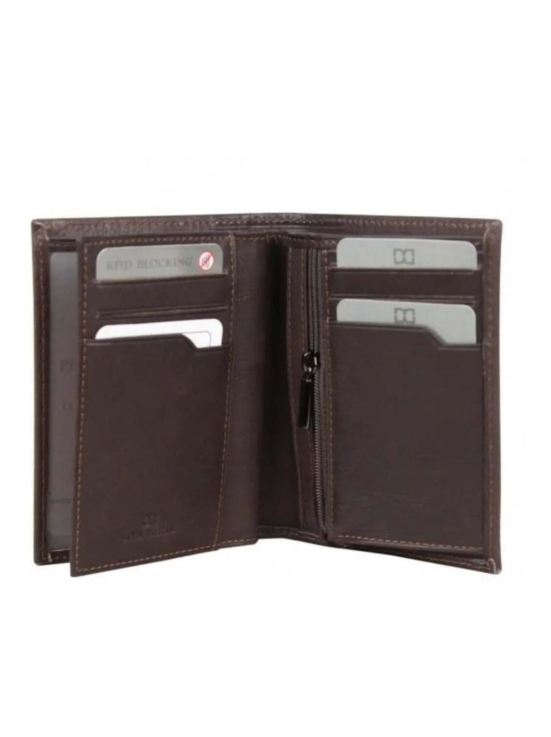 Portefeuille cuir David William D5344 Marron - Kiabi