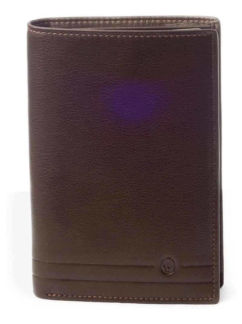 Portefeuille cuir David William  Deco anti piratage Marron - Kiabi
