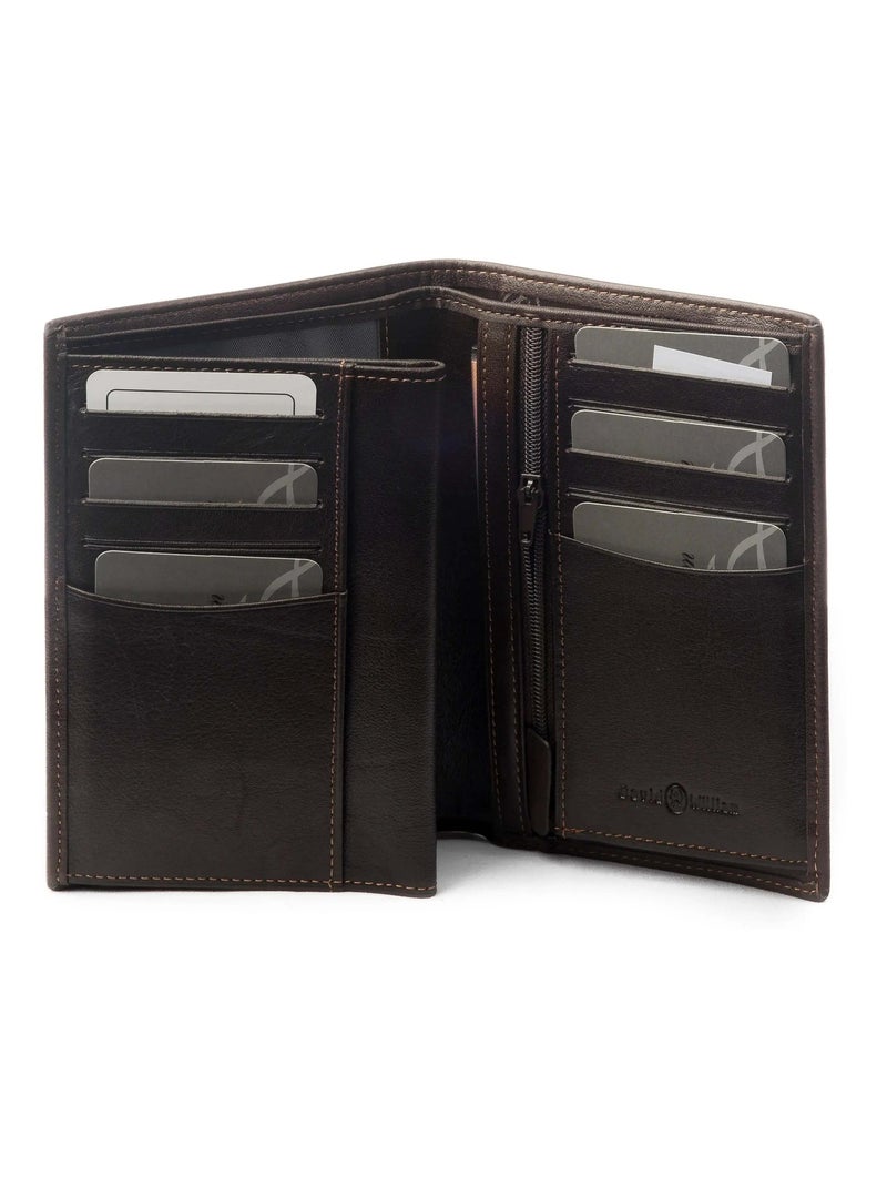 Portefeuille cuir David William  Deco anti piratage Marron - Kiabi