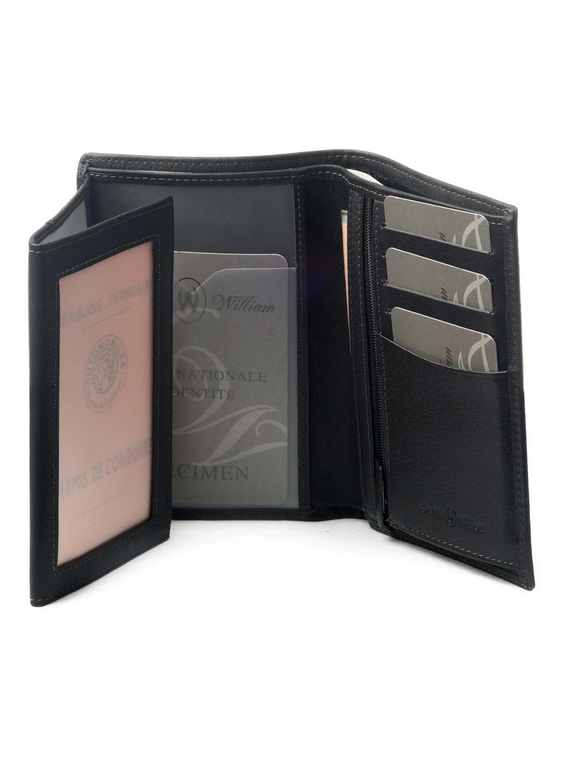 Portefeuille cuir David William  Deco anti piratage Noir - Kiabi