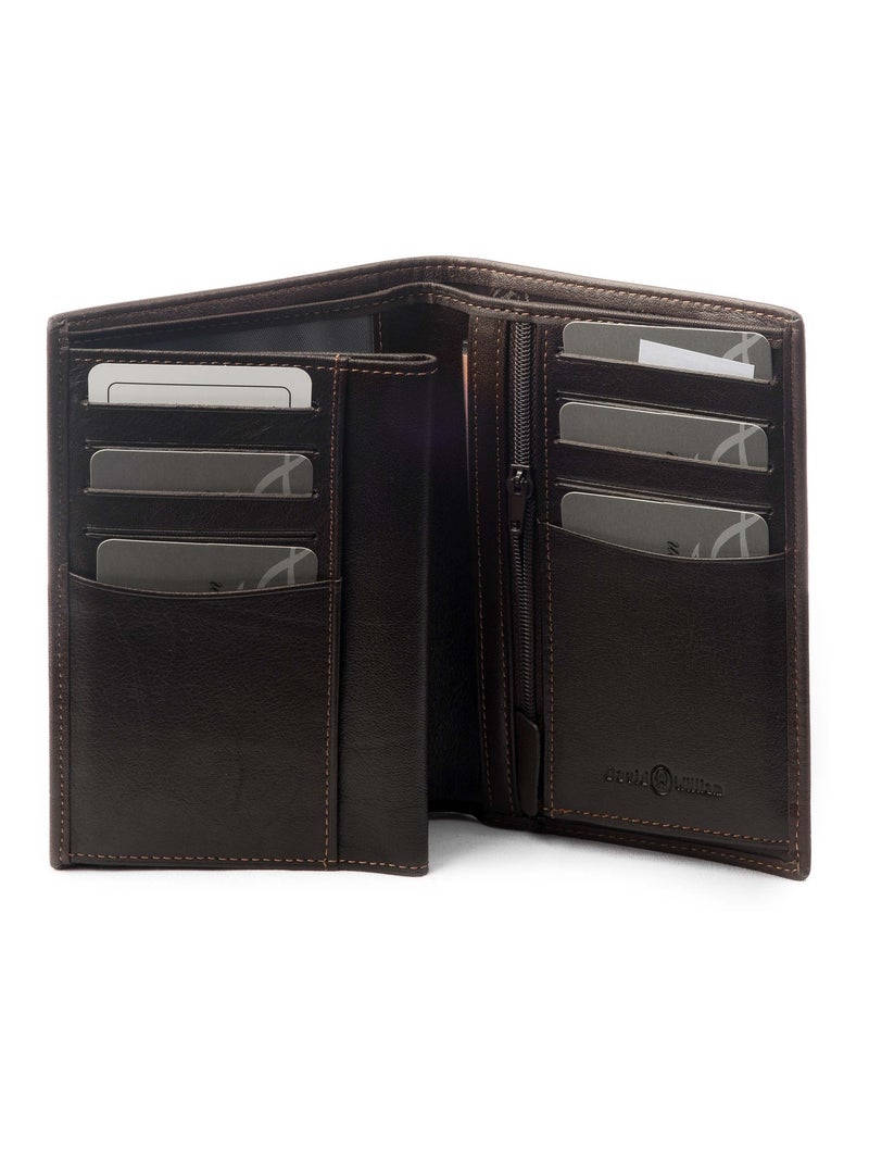 Portefeuille cuir David William  Deco anti piratage (RFID BLOCKING) Marron - Kiabi