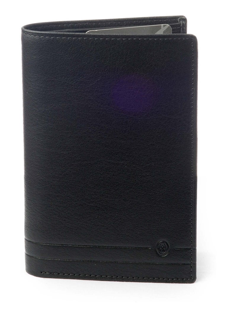 Portefeuille cuir David William  Deco anti piratage (RFID BLOCKING) Noir - Kiabi