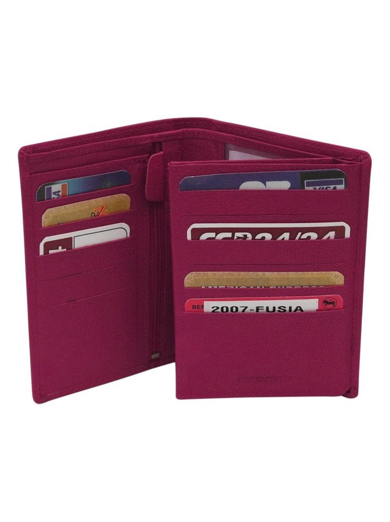 Portefeuille cuir grainé Rose fushia - Kiabi