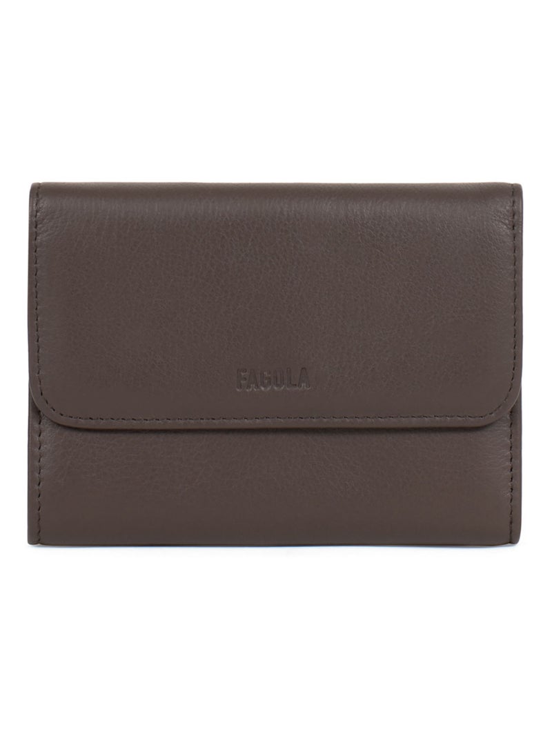 Portefeuille Cuir Stop RFID 1 Volet Émy Femme Marron foncé - Kiabi