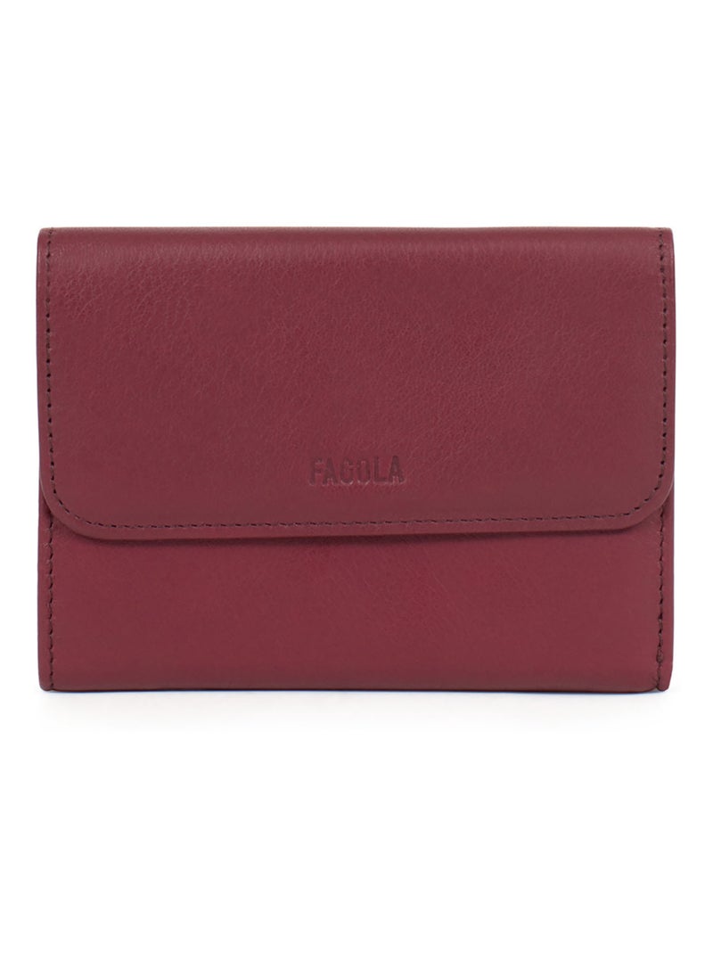 Portefeuille Cuir Stop RFID 1 Volet Émy Femme Noir Bordeaux - Kiabi