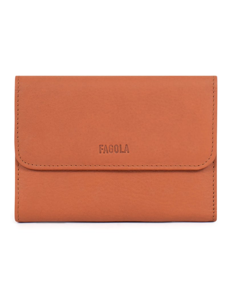 Portefeuille Cuir Stop RFID 1 Volet Émy Femme Orange mandarine - Kiabi