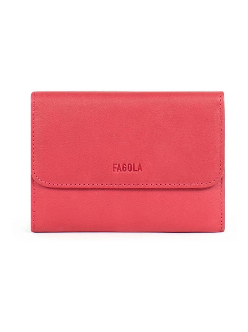 Portefeuille Cuir Stop RFID 1 Volet Émy Femme Rose rouge - Kiabi