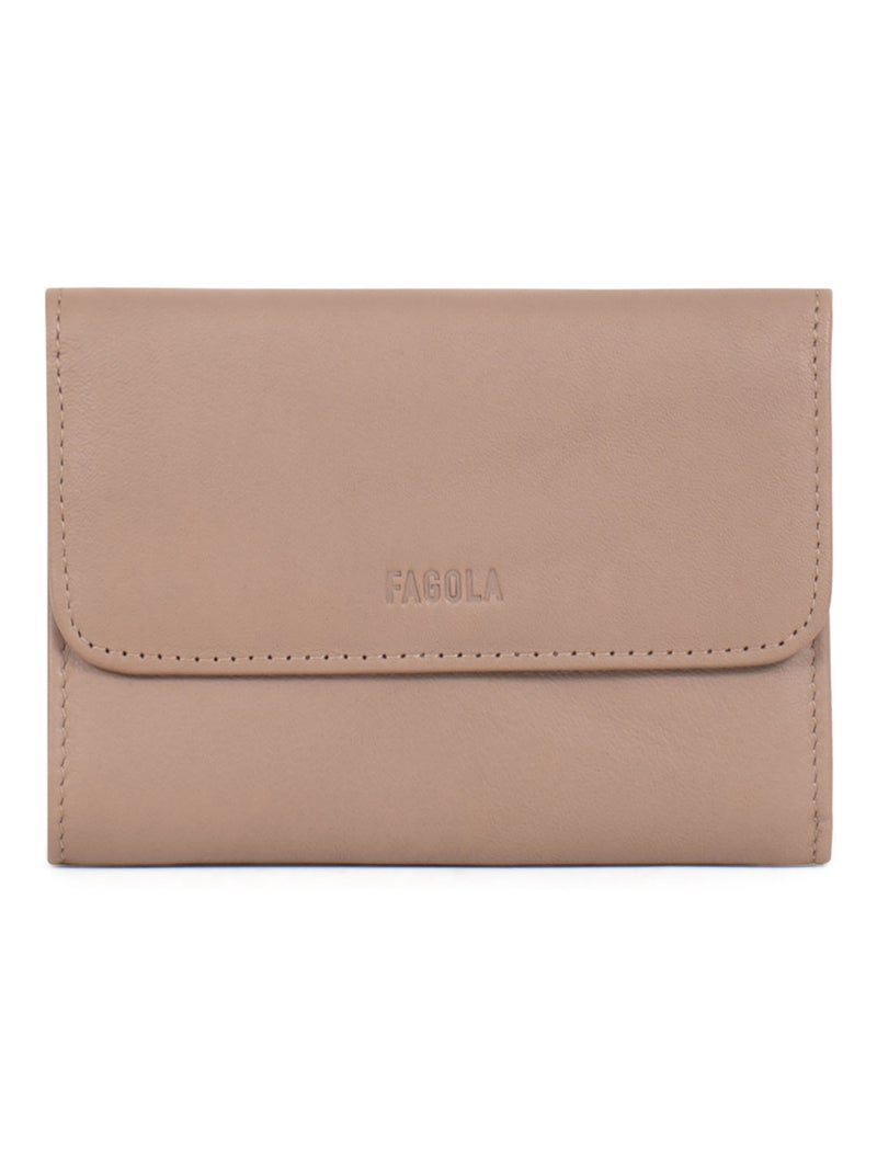 Portefeuille Cuir Stop RFID 1 Volet Émy Femme Taupe - Kiabi