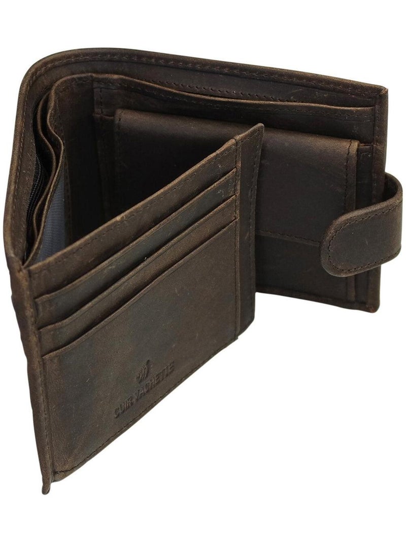 Portefeuille en Cuir vintage Homme avec Protection RFID Bleu marine - Kiabi