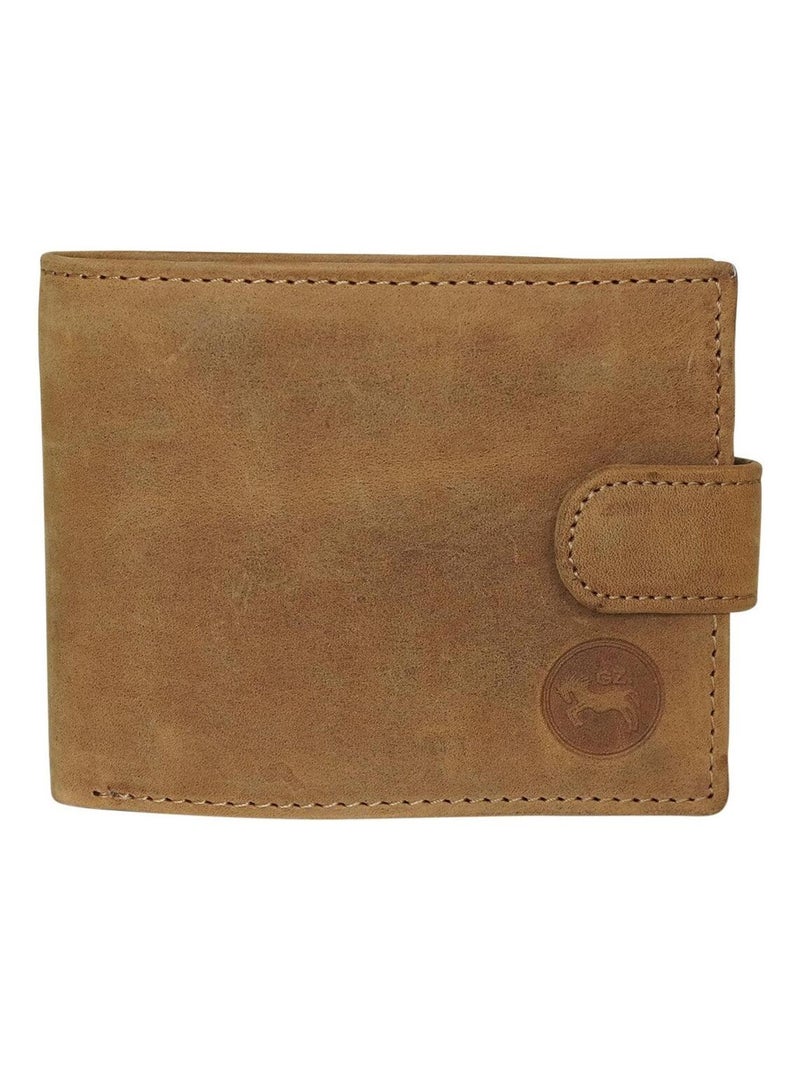 Portefeuille en Cuir vintage Homme avec Protection RFID Camel - Kiabi