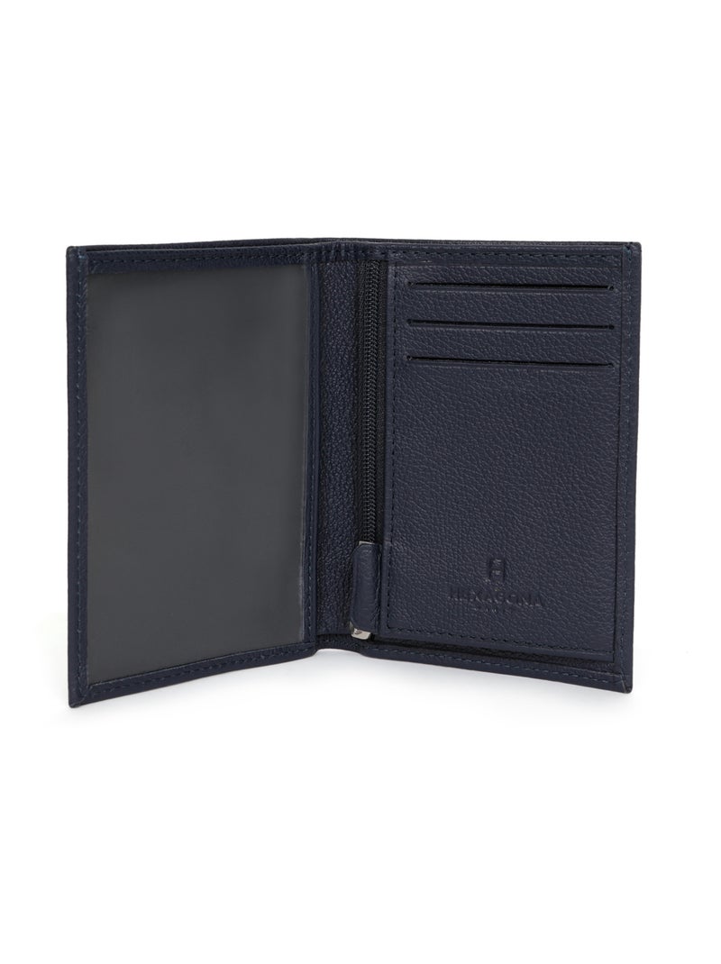 Portefeuille européen  1 volet  Cuir CONFORT Bleu marine - Kiabi