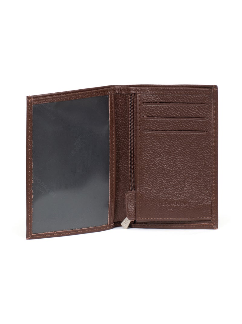 Portefeuille européen  1 volet  Cuir CONFORT Marron chocolat - Kiabi