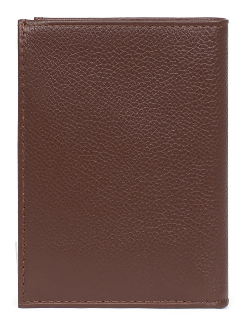 Portefeuille européen  1 volet  Cuir CONFORT Marron chocolat - Kiabi