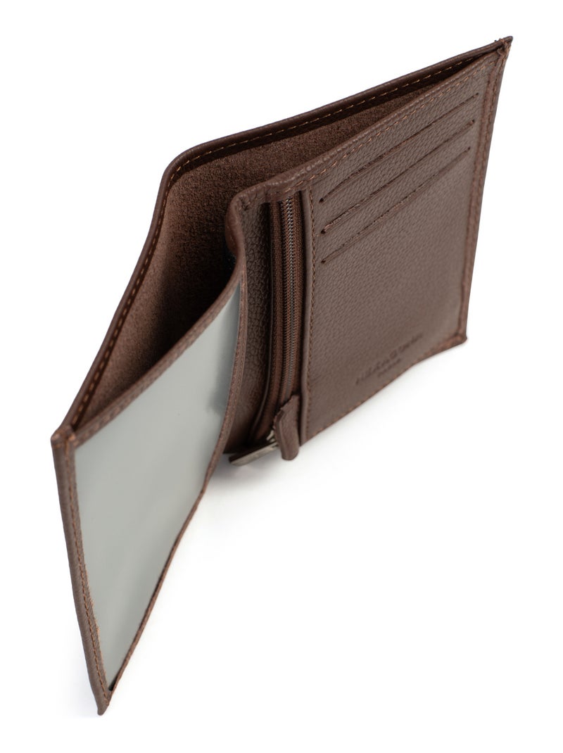 Portefeuille européen  1 volet  Cuir CONFORT Marron chocolat - Kiabi