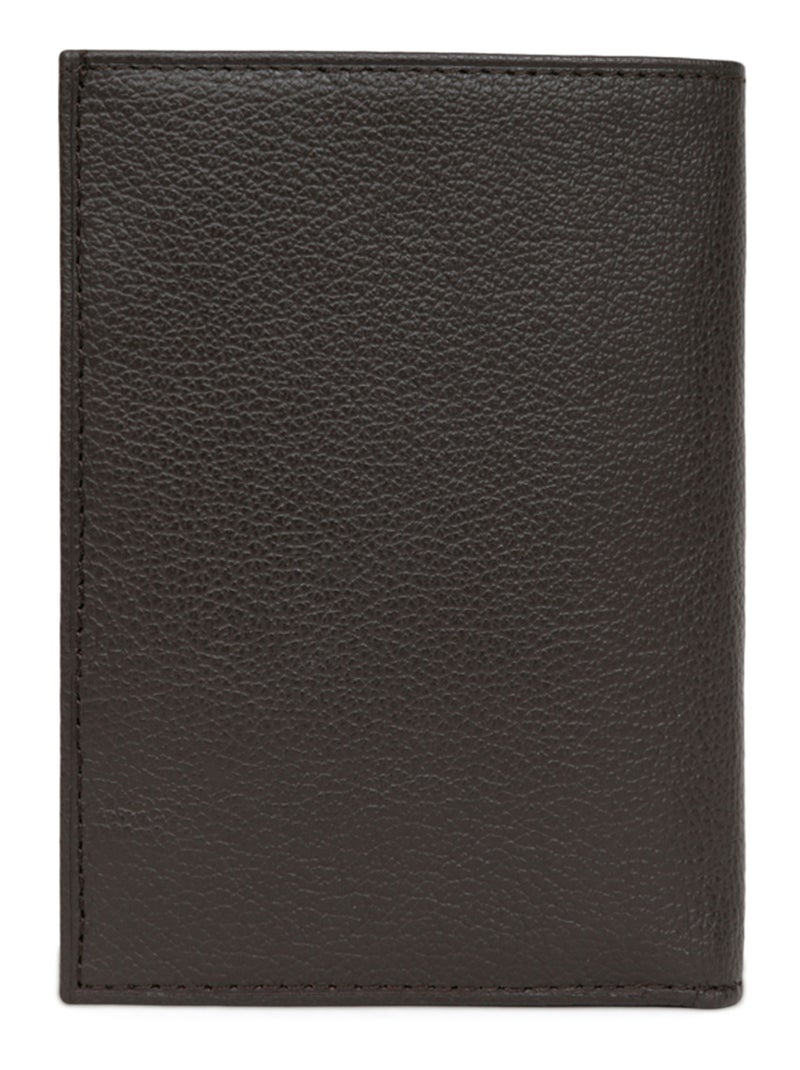 Portefeuille européen  1 volet  Cuir CONFORT Marron foncé - Kiabi