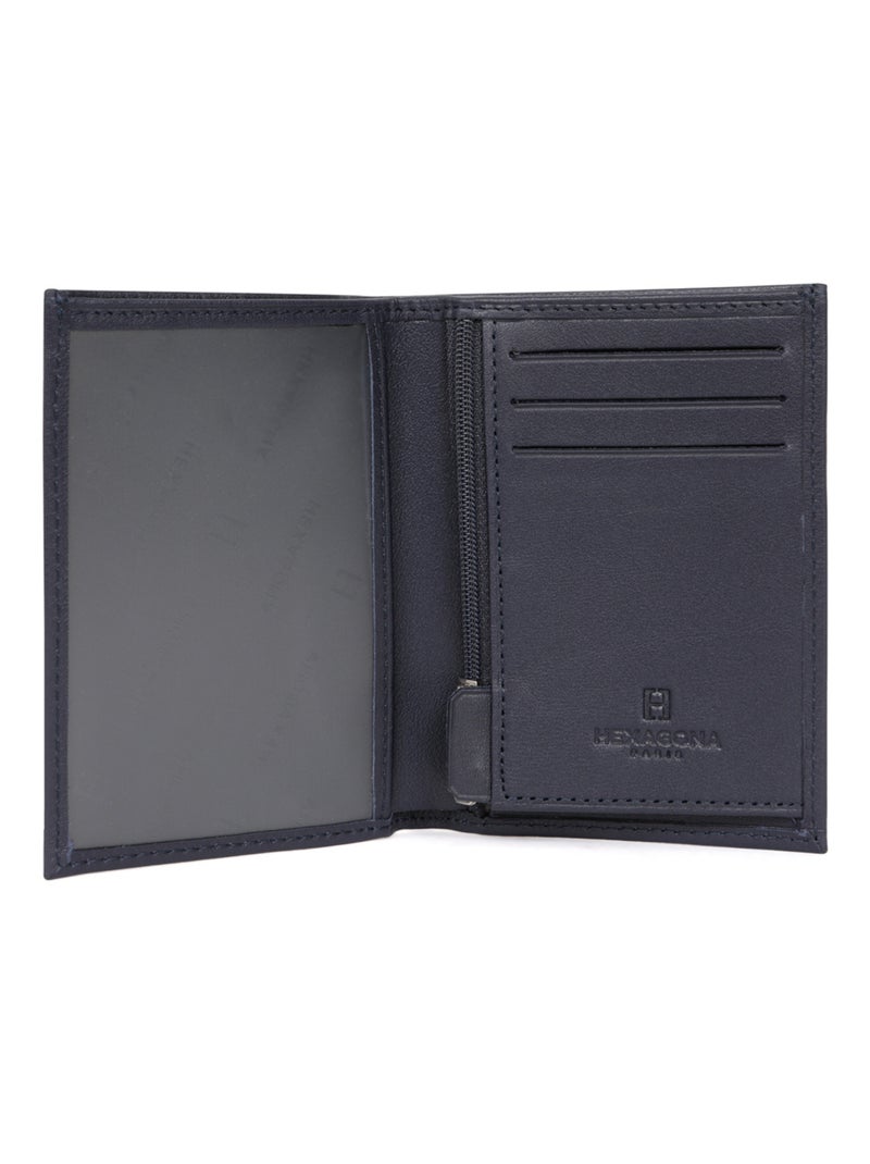 Portefeuille européen  1 volet  Cuir SOFT Bleu marine - Kiabi