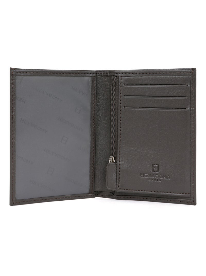 Portefeuille européen  1 volet  Cuir SOFT Marron - Kiabi