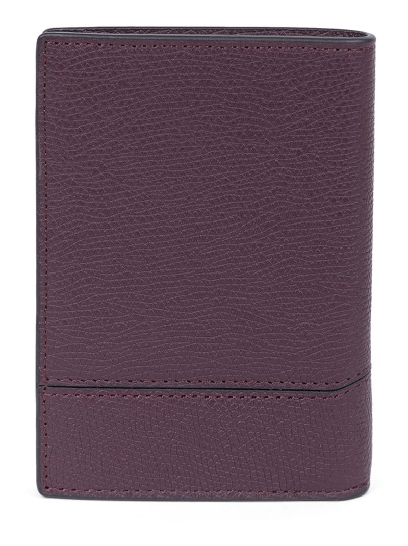 Portefeuille européen  1 volet  Stop RFID  Cuir DANDY Bordeaux - Kiabi
