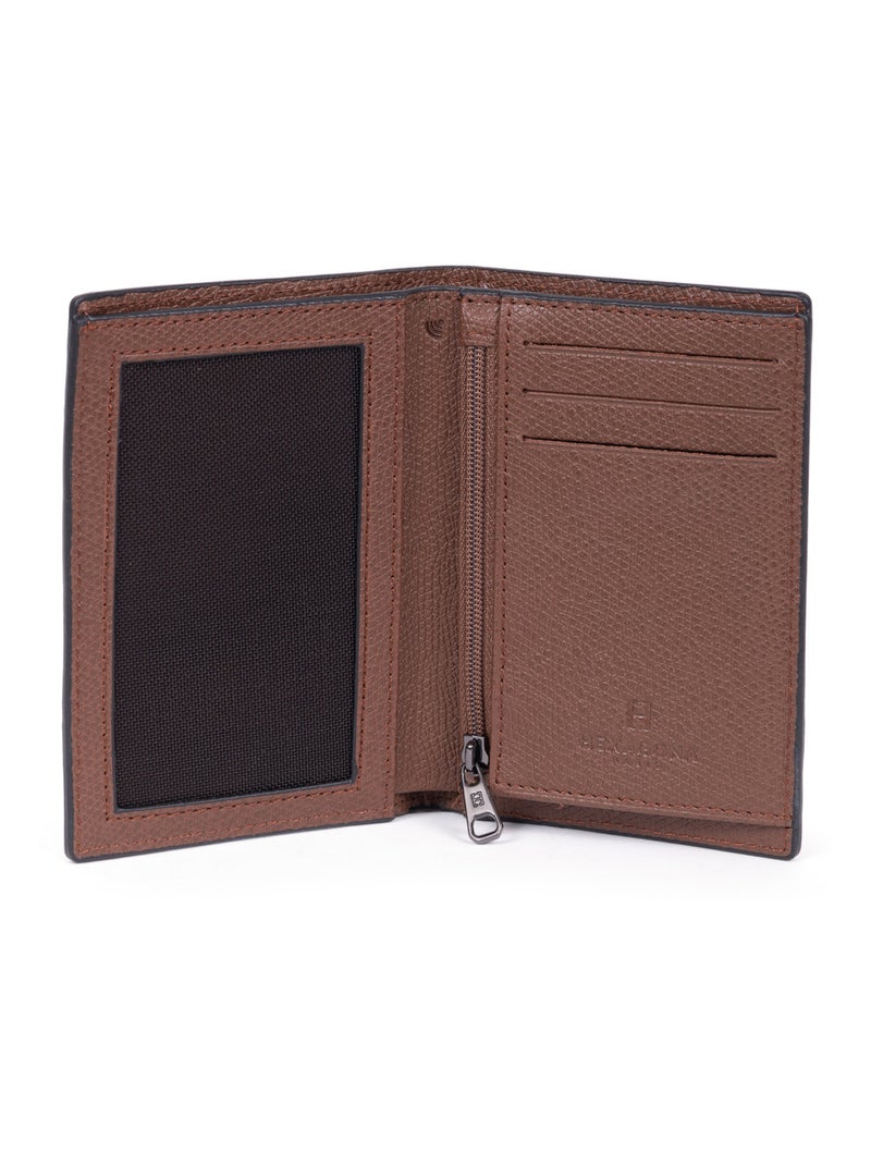 Portefeuille européen  1 volet  Stop RFID  Cuir DANDY Marron - Kiabi