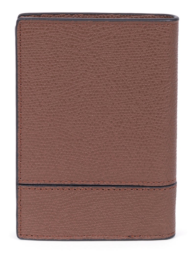 Portefeuille européen  1 volet  Stop RFID  Cuir DANDY Marron - Kiabi