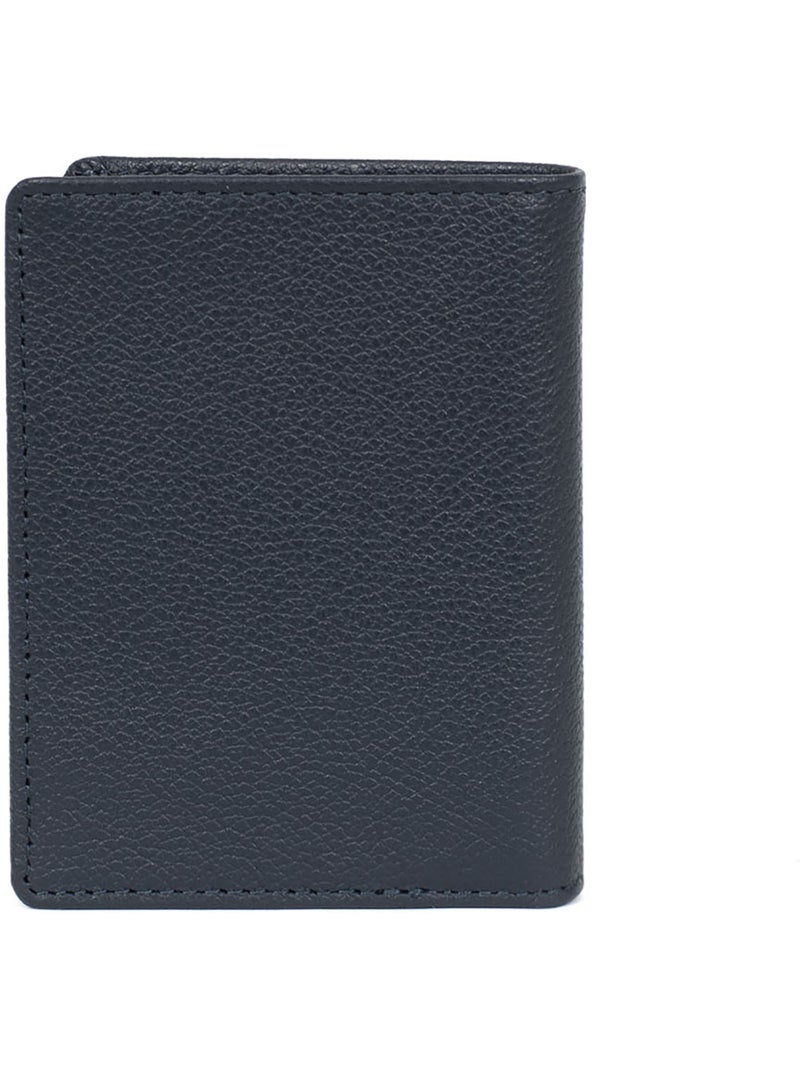 Portefeuille européen  1 volet  Stop RFID  Cuir de vachette CONFORT Bleu marine - Kiabi