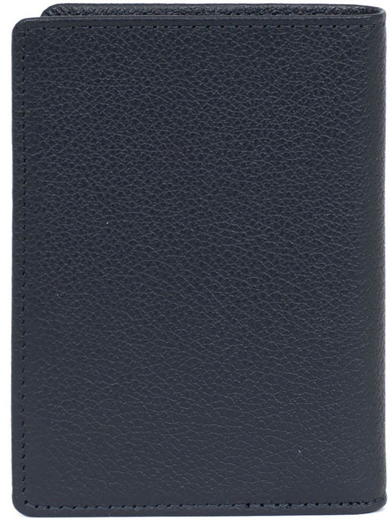 Portefeuille européen  1 volet  Stop RFID  Cuir de vachette CONFORT Bleu marine - Kiabi